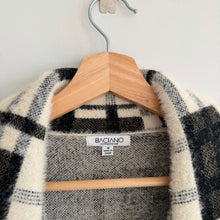 Load image into Gallery viewer, Baciano Plaid Pattern Double-Breasted Mid-Length Teddy Boucle Coat Black White M

