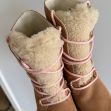 Load image into Gallery viewer, Sorel Joan of Arctic Wedge III Shearling Lace Up Snow Boots Tawny Buff 8.5
