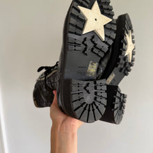 Load image into Gallery viewer, Valentino Garavani Quilted Leather Lace-Up Zipper Combat Boots Black 38.5 NEW
