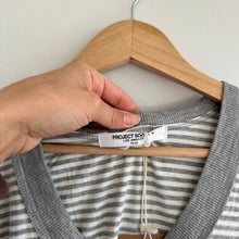 Load image into Gallery viewer, Project Social T Hits Different Striped Sleeveless Ringer Tank Top Gray L
