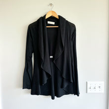 Load image into Gallery viewer, Laurie B Open Waterfall Draped Front Ribbed Knit Long Sleeve Cardigan Black M
