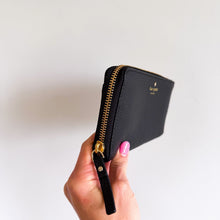 Load image into Gallery viewer, Kate Spade Pebbled Leather Zip-Around Continental Wallet Black NWT
