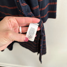 Load image into Gallery viewer, Sinuous Striped Open Front Side Slit Duster Cardigan Blue/Red S
