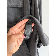 Load image into Gallery viewer, Babaton Utility Denim Roll Tab Sleeve Collared Button Up Shirt Casual Gray XS
