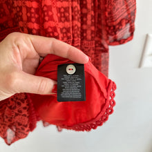 Load image into Gallery viewer, Anthropologie Maeve Canna Semi-Sheer V-Neck Mini Swing Dress Red 0
