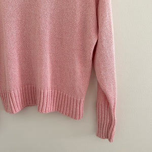 Something Navy Crew Neck Knit Pullover Sweater Pink M