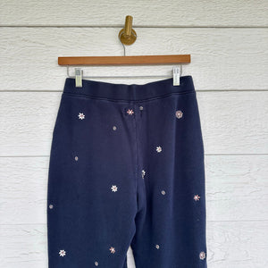 Madewell Airyterry Floral Embroidered High Waist Tapered Sweatpants Blue S