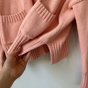 A New Day Button-Front Long Sleeve Knit Cardigan Sweater Pink S