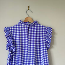 Load image into Gallery viewer, Jude Connally Shari Swing Gingham Print Sleeveless Mini Dress Purple L NWT
