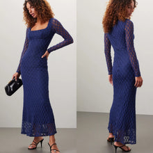 Load image into Gallery viewer, Bardot Adoni Floral Lace Long Sleeve Midi Dress Blue 8 NWT
