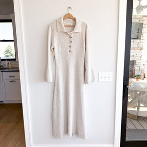 Worth Collective Collared Bell Sleeve Knit Maxi Dress White XL