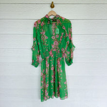 Load image into Gallery viewer, Pinko Accumoli Abito Chiffon Floral Ruffle 3/4 Sleeve Dress Green 10
