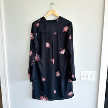 Load image into Gallery viewer, Yoana Baraschi Floral Long Sleeve Tunic Ruffle Shirt Dress Black L
