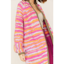 Load image into Gallery viewer, NWT Free People Pink Tiger Knit Open Front Duster Cardigan Pink/Orange XS
