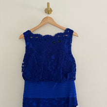 Load image into Gallery viewer, Tadashi Shoji Embroidered Lace Blouson Waist Dress Marna Blue 8
