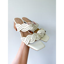 Load image into Gallery viewer, Joie Society Laser Cut Braided Open Square Toe Block Heel Sandals White 9 NEW
