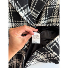 Load image into Gallery viewer, Commense Double-Breasted Metal Button Plaid Tweed Blazer Skirt Set Black M NWT
