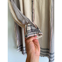 Load image into Gallery viewer, Free People Metallic Thread Long Sleeve Tunic Mini Dress Cream Gray XS
