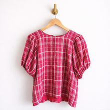 Load image into Gallery viewer, Madewell Plaid Puff-Sleeve Top Pink S
