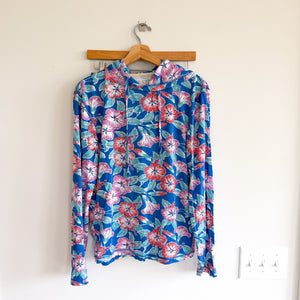Chubbies Floral Pull On Shorts Hoodie Pullover Set Blue Multi S