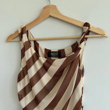 Load image into Gallery viewer, Anthropologie 4SI3NNA Sleeveless Mesh Twist Striped Off Shoulder Top Brown S
