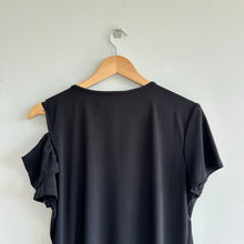 Load image into Gallery viewer, Joseph Ribkoff Keyhole Cut Out Short Sleeve Cold Shoulder Top Black 14 NWT
