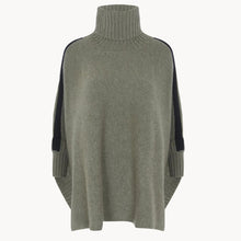 Load image into Gallery viewer, Kujten Poncho Ciara Smoking Cashmere Turtleneck Poncho Smok Stripe
