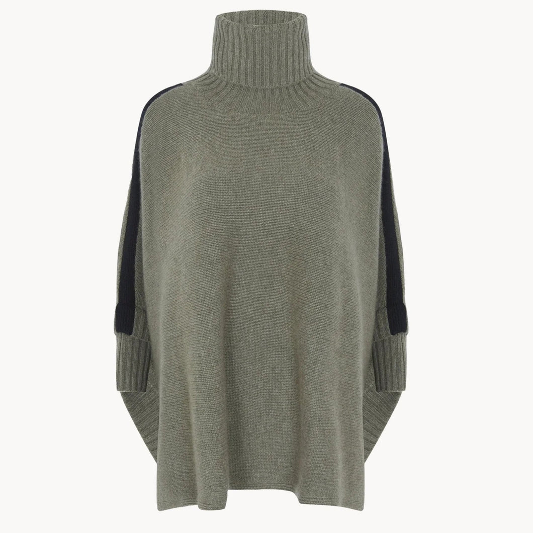 Kujten Poncho Ciara Smoking Cashmere Turtleneck Poncho Smok Stripe