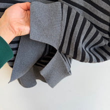 Load image into Gallery viewer, ST. JOHN Wool Asymmetrical Striped Knit Dolman Sleeve Pullover Sweater Gray M
