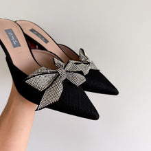 Load image into Gallery viewer, SJP by Sarah Jessica Parker Paley Grand Glitter Bow Mules 40 NEW
