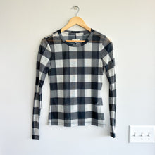 Load image into Gallery viewer, Rag &amp; Bone Buffalo Check Long Sleeve Classic Tee Black White S
