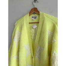 Load image into Gallery viewer, Bucketlist Oversized Star Pattern Button Front Cardigan Lime Yellow M NWT

