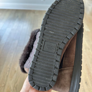 Coach Talen Suede Fur Cuff Boot Brown 8M