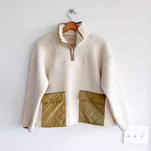 Madewell (Re)sourced Fleece Quilted Pocket Popover Jacket Cream S