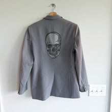 Load image into Gallery viewer, Seven Lab Single-Breasted Skull Embellished back Notch Lapel Lined Blazer Gray L
