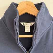 Load image into Gallery viewer, Athleta Logo Fleece 1/4 Zip Power of She Pullover Sweatshirt Navy Blue XS NWT
