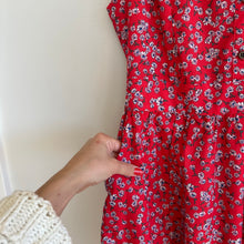 Load image into Gallery viewer, HAYDEN Floral Short Sleeve Midi Shirt Dress Red L
