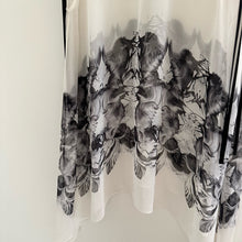 Load image into Gallery viewer, Silk Crystal Embellished Sheer Tie-Short Sleeve Swimwear Cover Up White/Black
