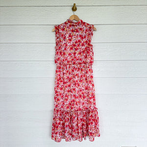 Laundry By Shelli Segal Floral Print Sleeveless Ruffles Casual Maxi Dress Red 10