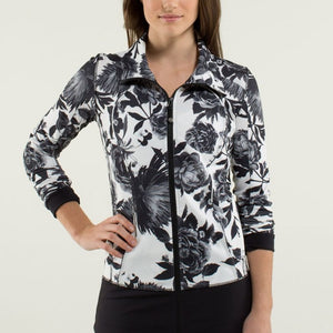 Lululemon Nice Asana Yoga Zip Up Mock Neck Activewear Jacket Black White 4