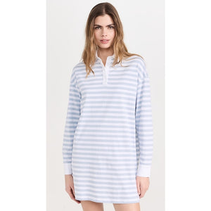 ATM Anthony Thomas Melillo Heavyweight Jersey Striped Mini Polo Dress Blue L