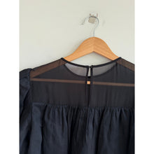 Load image into Gallery viewer, Frame Sheer Cotton-Silk Inset Puff Sleeve Blouse Black S
