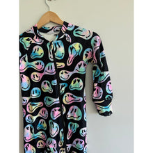 Load image into Gallery viewer, Deux Par Deux Smiley Face Girl Print Long Sleeve Thermal One Piece Black 7 NWT
