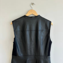 Load image into Gallery viewer, BCBGMaxAzria Faux Leather A-Line Sleeveless Shirt Dress Black L

