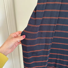Load image into Gallery viewer, Sinuous Striped Open Front Side Slit Duster Cardigan Blue/Red S
