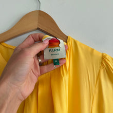 Load image into Gallery viewer, Farm Rio Yellow Piping Cut-Out Balloon Sleeve Midi Dress M NWT
