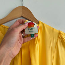 Load image into Gallery viewer, Farm Rio Yellow Piping Cut-Out Balloon Sleeve Midi Dress M NWT
