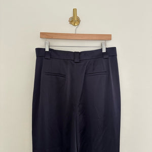 Lafayette 148 NY Wyatt High-Rise Pleated Cropped Pants Navy Blue 10