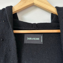 Load image into Gallery viewer, Zadig &amp; Voltaire Cosany Rhinestone Embellished Hooded Cashmere Cardigan Black
