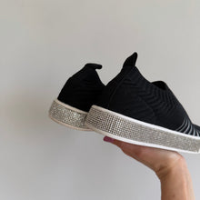 Load image into Gallery viewer, Bernie Mev Iris Low Top Rhinestone Side Pull On Sneakers Black 8
